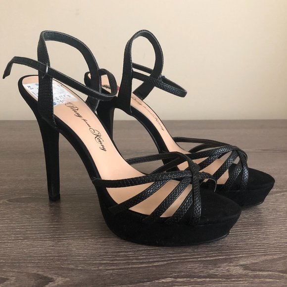 Penny Loves Kenny Shoes - Strappy Platform Heels in Black Size 7.5M